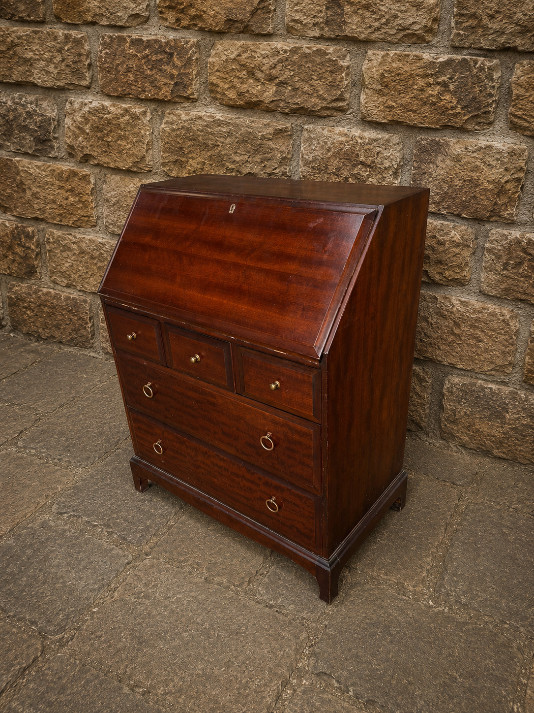 Vintage Georgian Style Mahogany Bureau Writing Desk