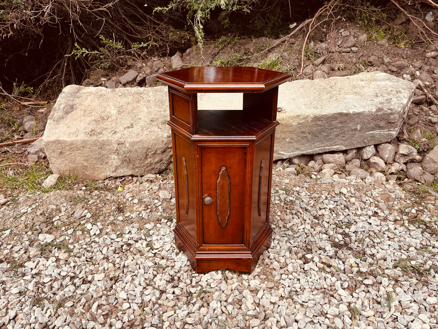 Antique Edwardian Mahogany Hexagonal Telephone Table Cabinet, Circa 1900