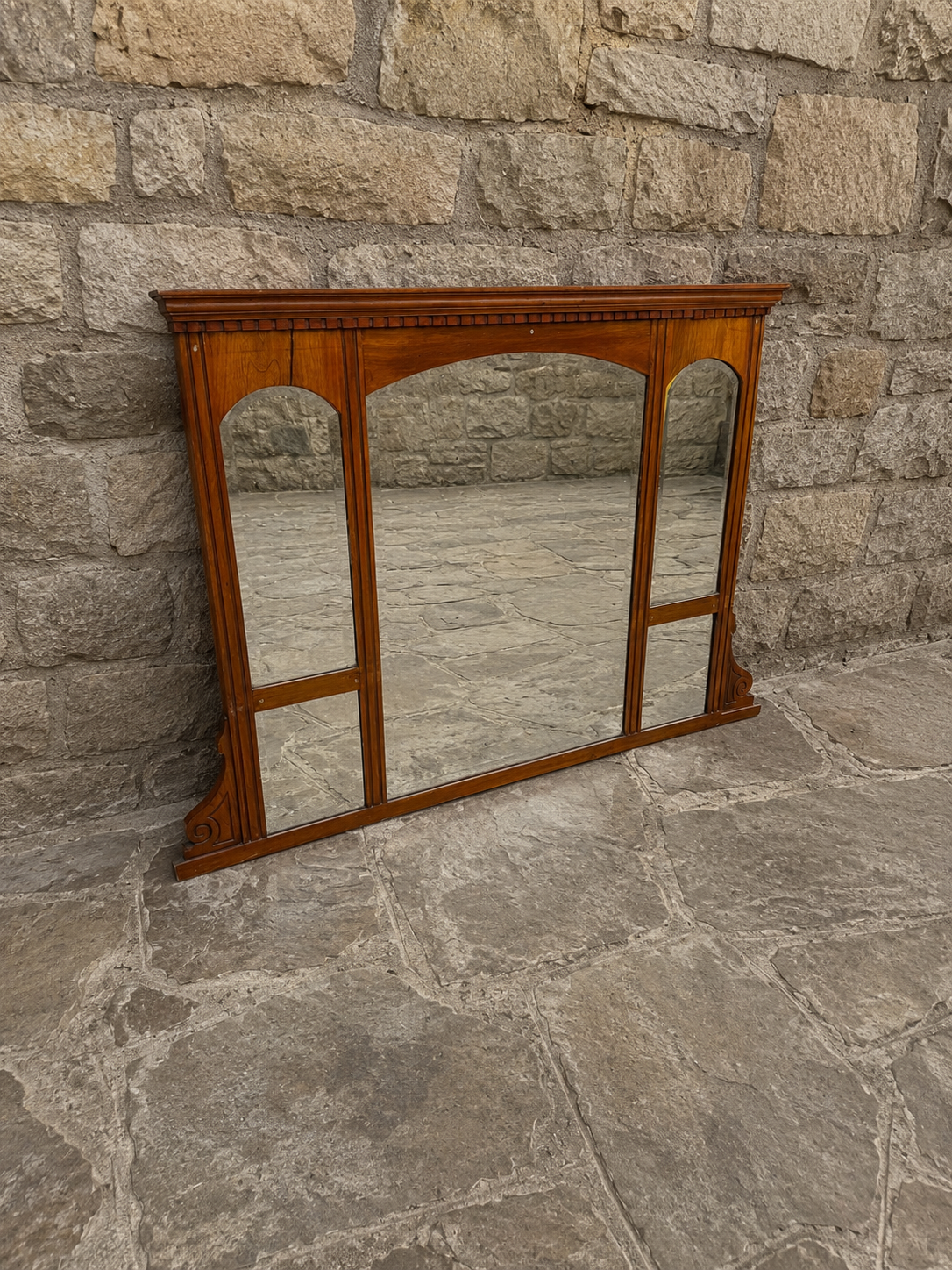 Antique Edwardian Oak Overmantel Mirror c.1895–1915