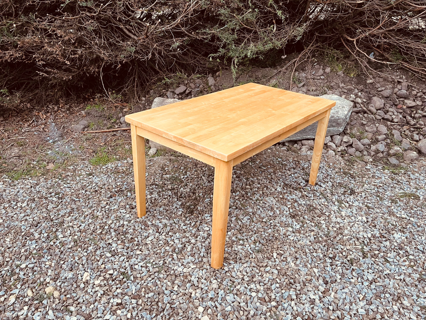Solid Wood Farmhouse Dining Table – Natural Rustic Kitchen Table