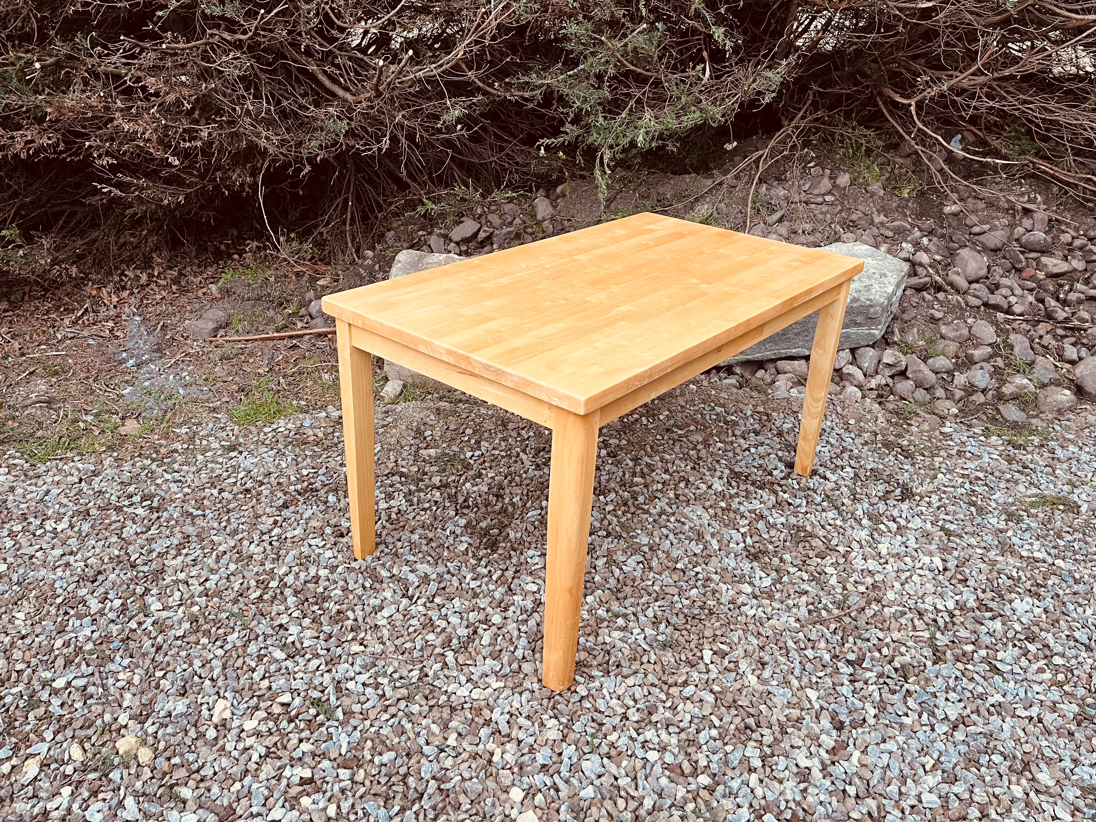 Solid Wood Farmhouse Dining Table – Natural Rustic Kitchen Table