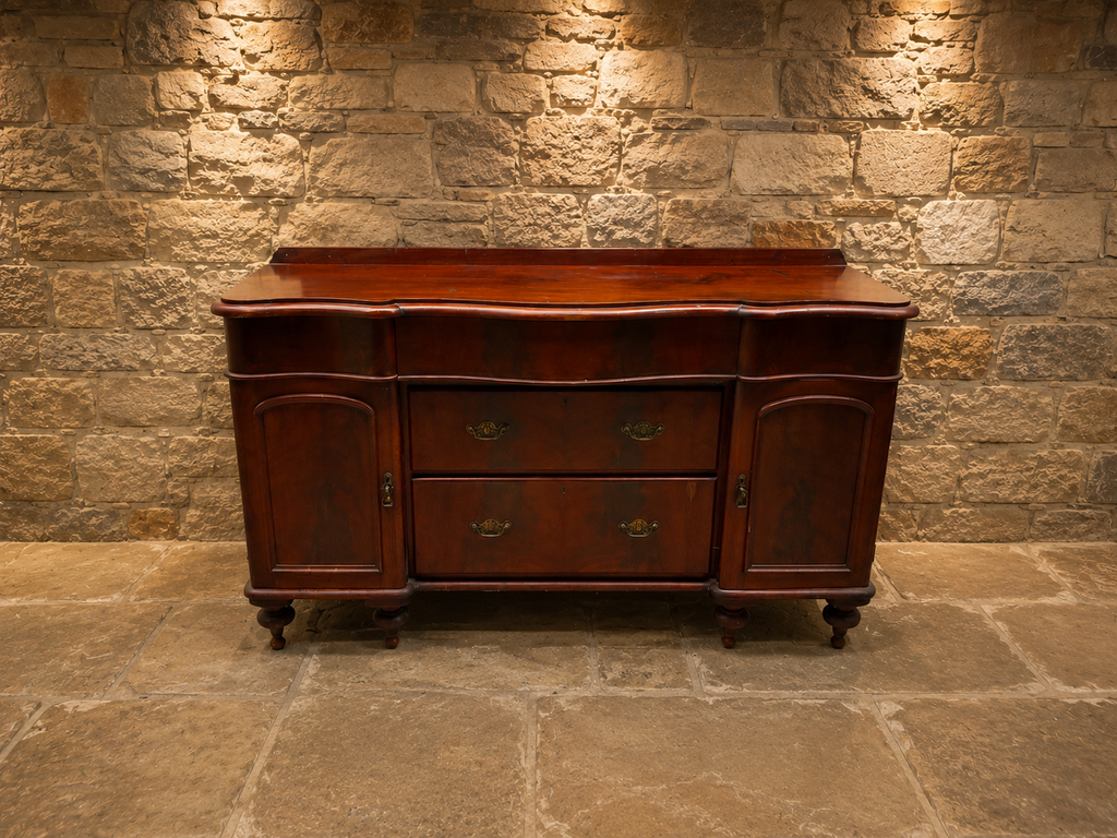 Antique Edwardian Mahogany Serpentine Sideboard | Buffet Cabinet | Hallway Storage | Circa 1895–1915