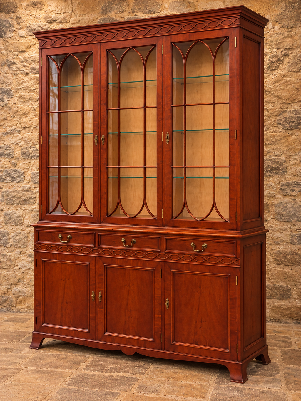 Vintage Georgian style glazed display cabinet