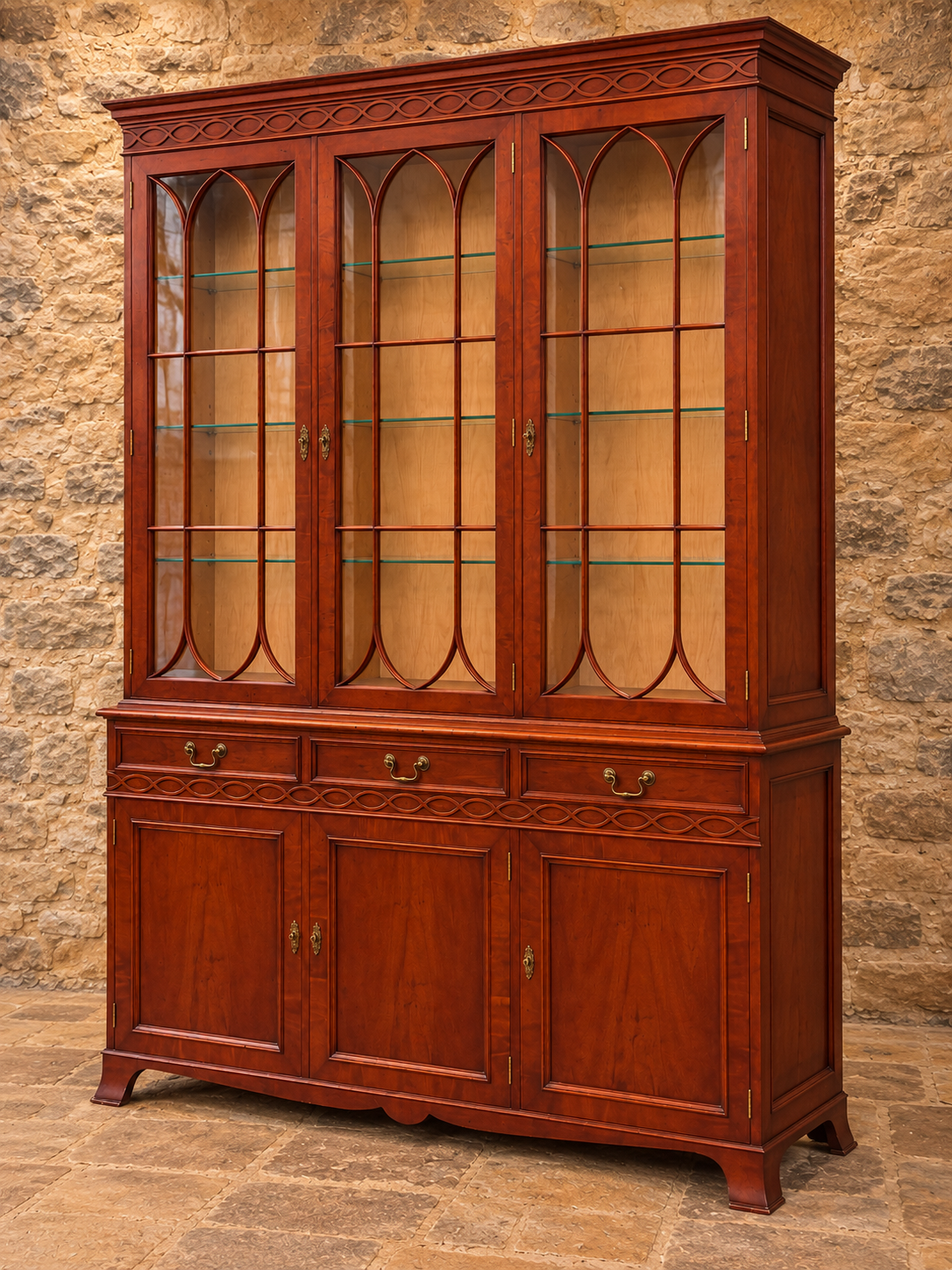 Vintage Georgian style glazed display cabinet