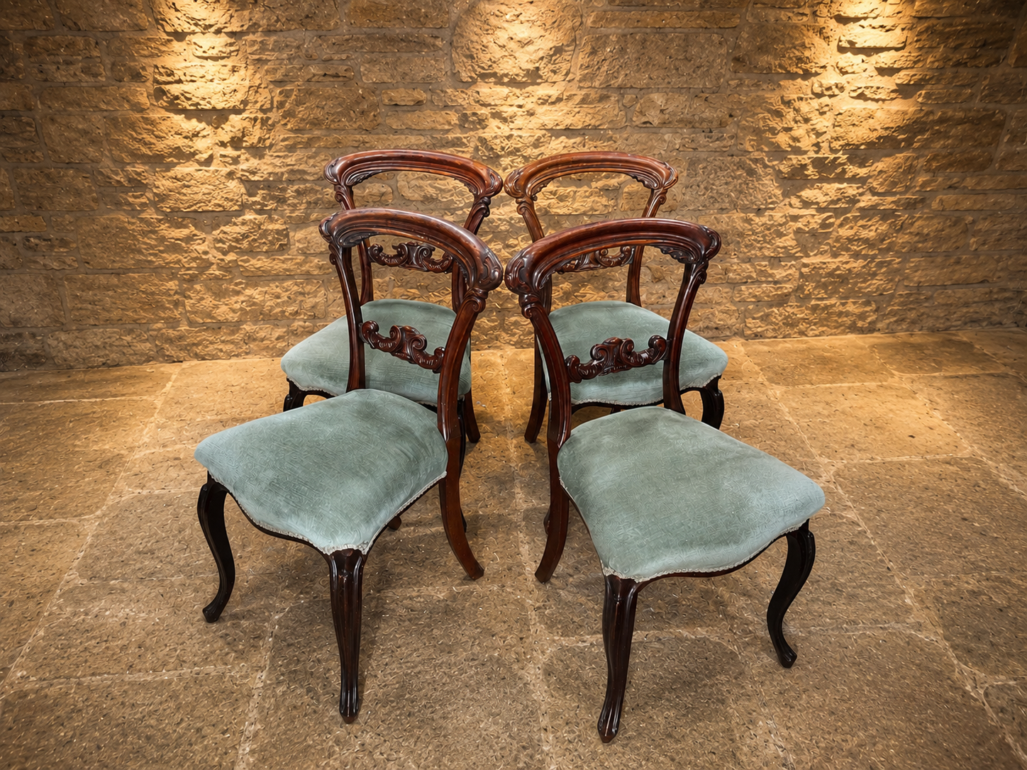 Victorian Mahogany Balloon Back Dining Chairs | Set of 4 | Antique English Dining Chairs | c.1860–1880