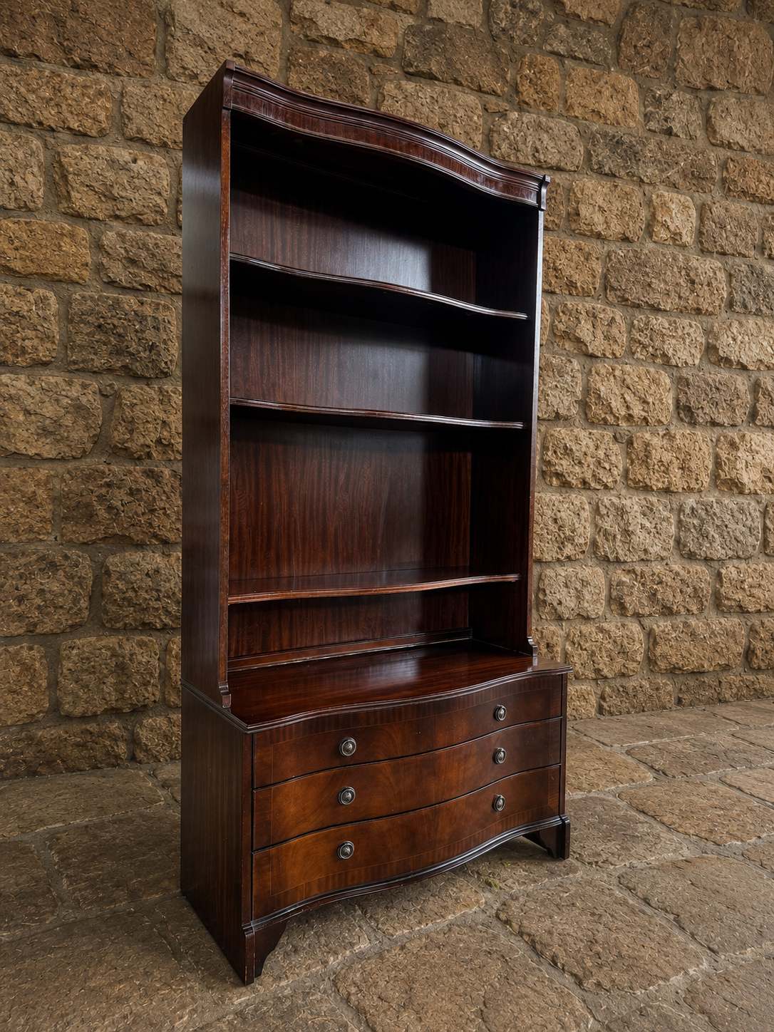 Vintage Mahogany Georgian Revival Open Bookcase