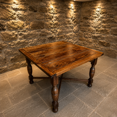 Antique English Oak Draw-Leaf Dining Table | Extending Farmhouse Dining Table | Jacobean Revival Dining Table | c.1925–1940