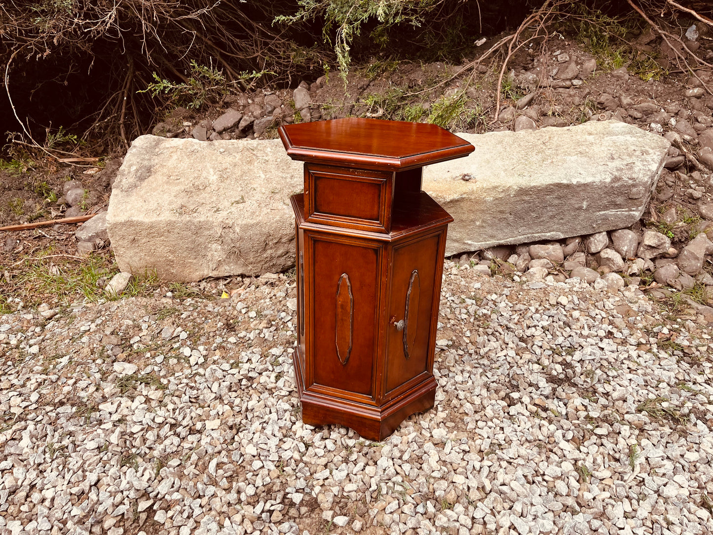 Antique Edwardian Mahogany Hexagonal Telephone Table Cabinet, Circa 1900