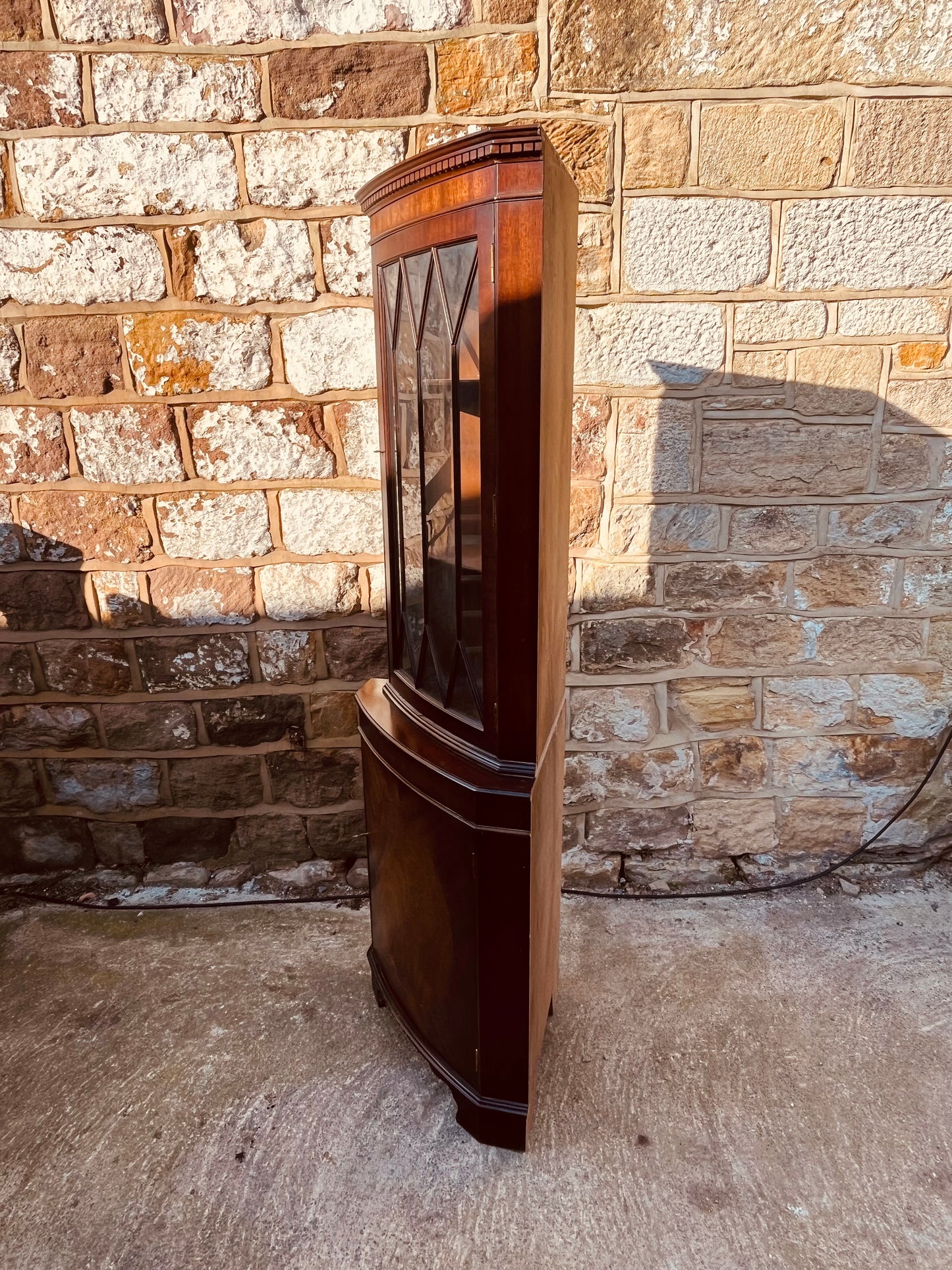 Mahogany Georgian Style Corner Display Cabinet with Astragal Glazed Door