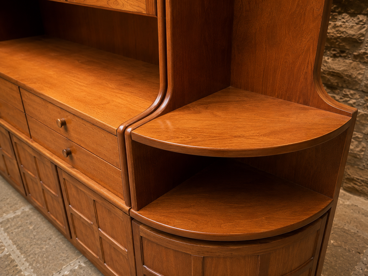 Large Mid Century Modern Teak Wall Unit | Scandinavian Display Cabinet, Bookcase & Sideboard | Circa 1965–1975