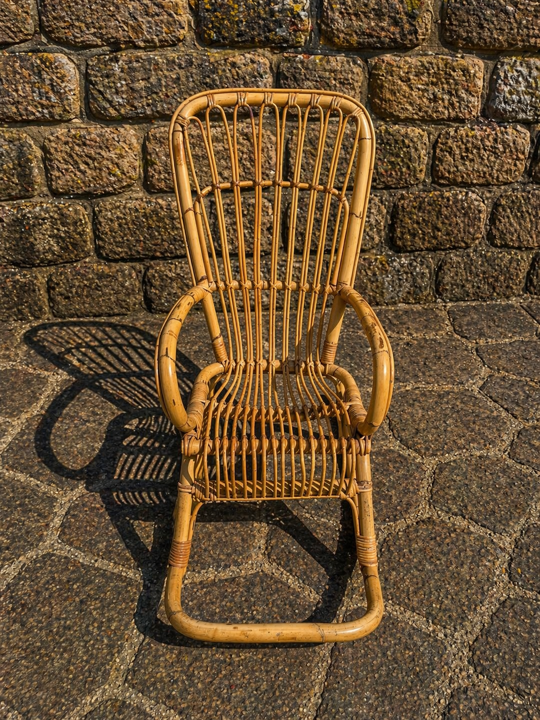 Vintage Bamboo Children’s Rocking Chair c.1950s–1970s