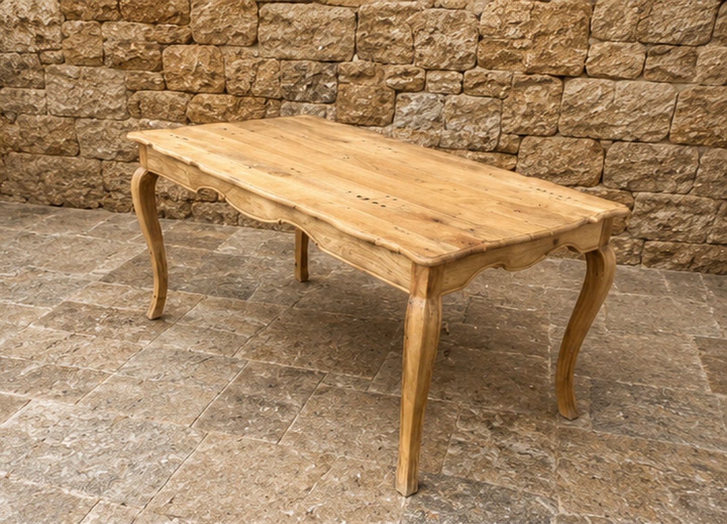 Rustic French Country Coffee Table – Vintage Provincial Pine Farmhouse Table