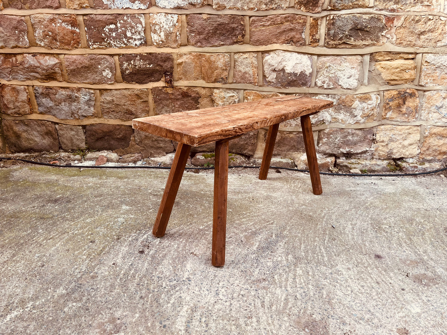 Rustic Reclaimed Wood Farmhouse Bench – Vintage Country Wooden Bench