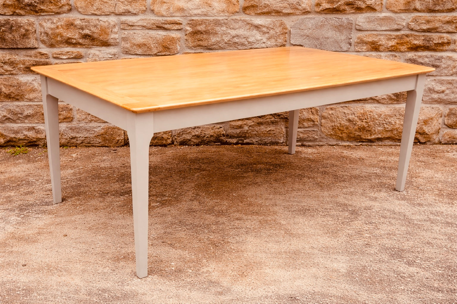 Rustic Farmhouse Dining Table with Natural Wood Top and Painted Base