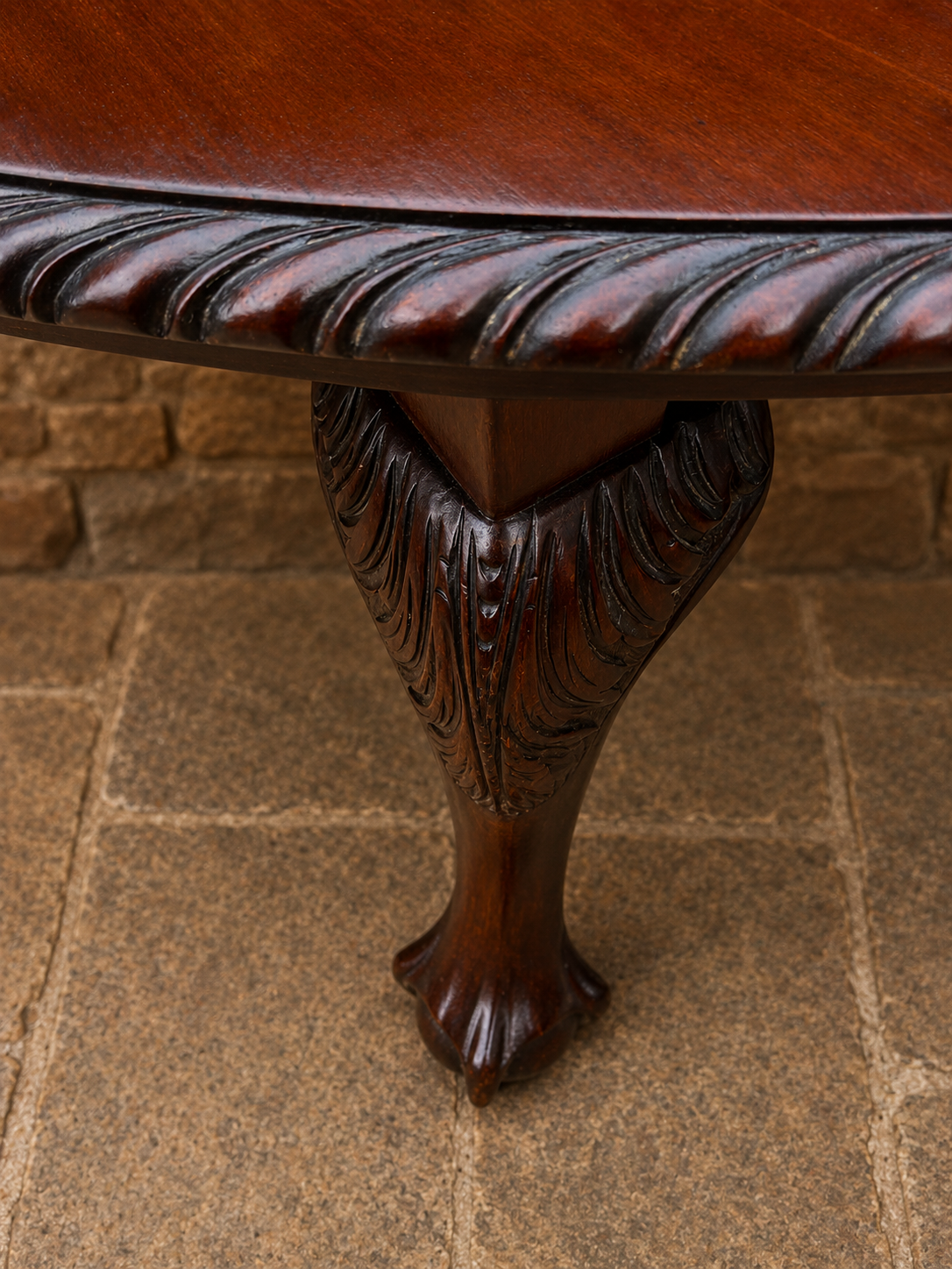 Antique Edwardian Chippendale Revival Mahogany Extending Dining Table