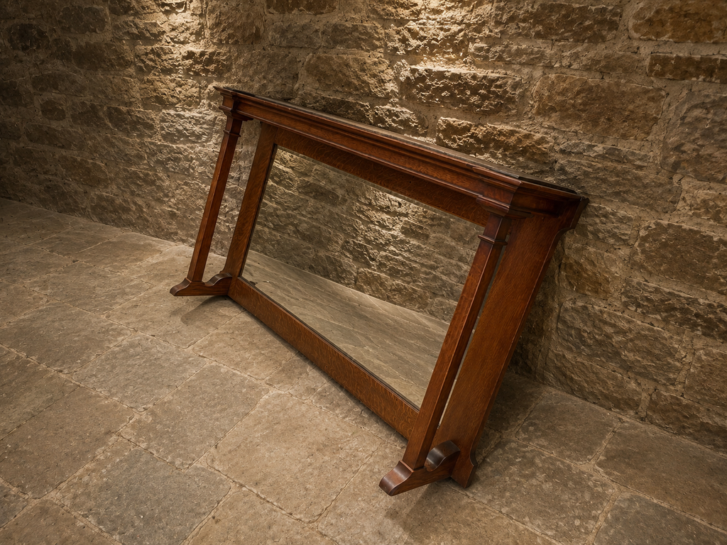 Antique Oak Overmantel Mirror – Late Victorian / Edwardian, Circa 1900