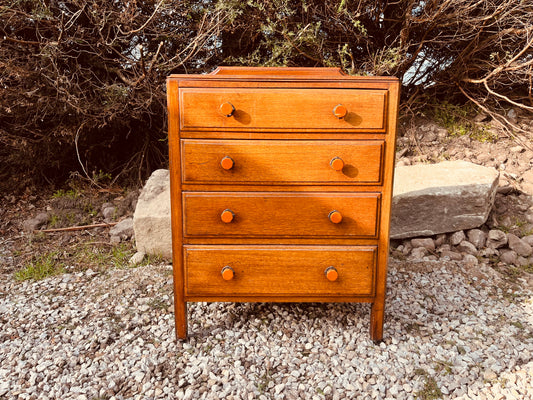 Vintage Oak 4 Drawer Bedside Chest