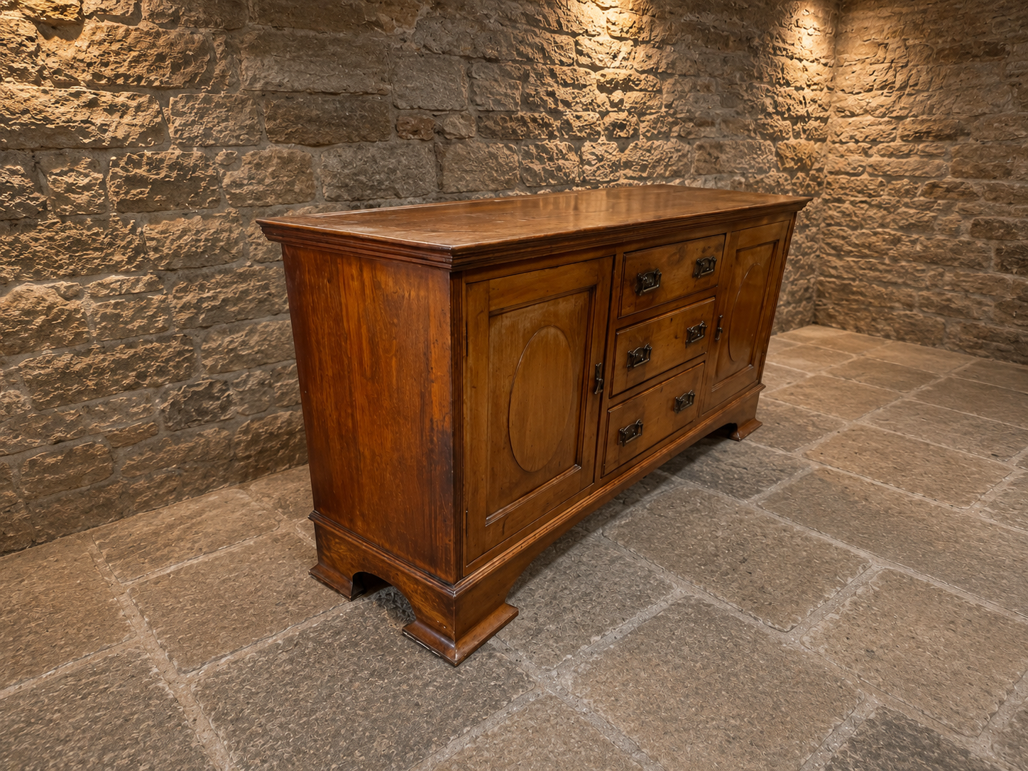 Large Georgian Style Yew Sideboard | Traditional English Buffet Cabinet