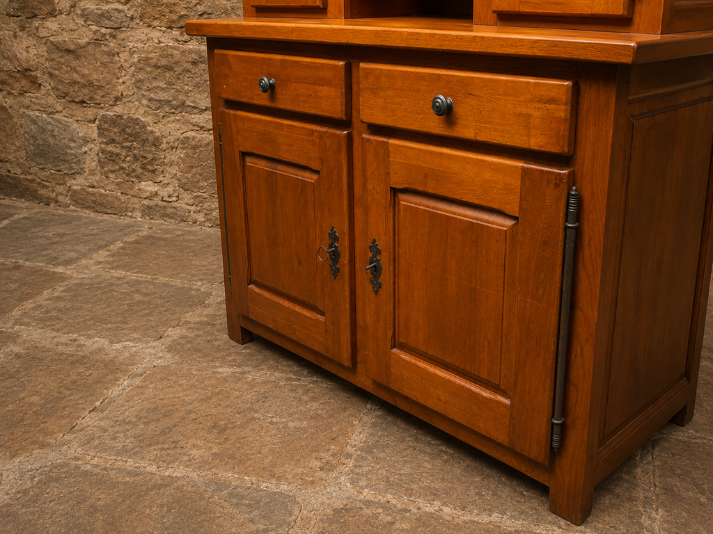 Solid Oak Farmhouse Dresser – Large Country Kitchen Display & Storage Cabinet