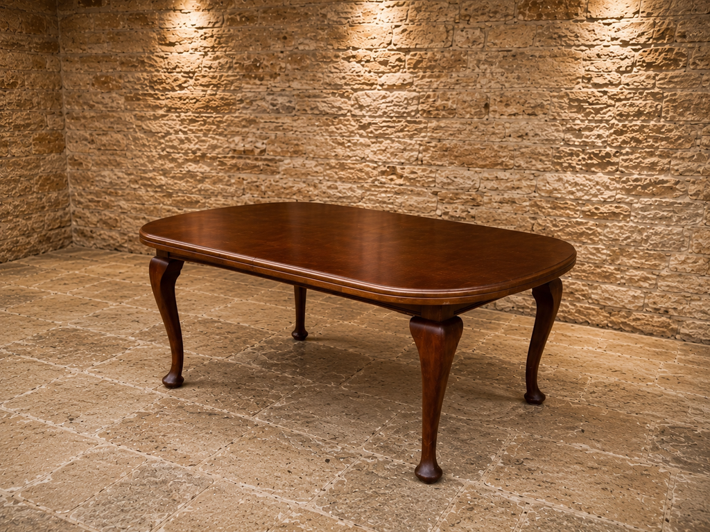 Queen Anne Style Mahogany Extending Dining Table