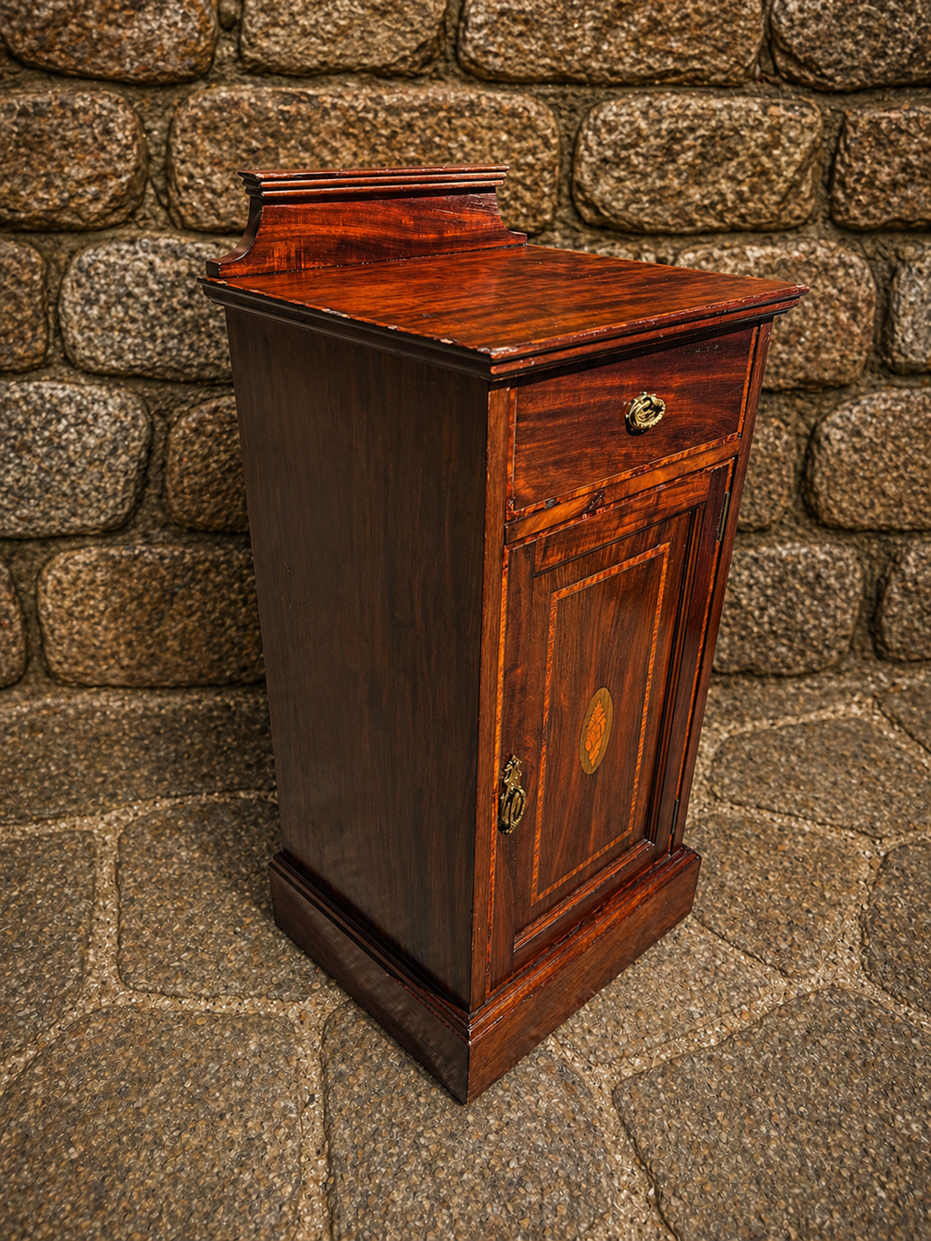 Edwardian Inlaid Mahogany Bedside Cabinet c.1900–1915