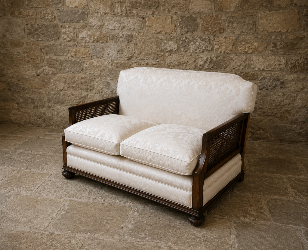 Elegant Cane Sided Loveseat Sofa
