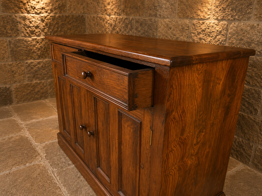 Circa 1890 Victorian Figured Pine Sideboard & Four Door Cupboard