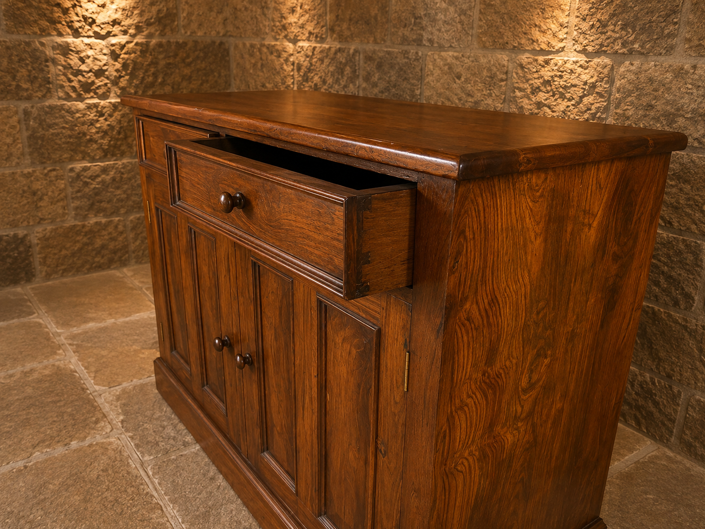 Circa 1890 Victorian Figured Pine Sideboard & Four Door Cupboard