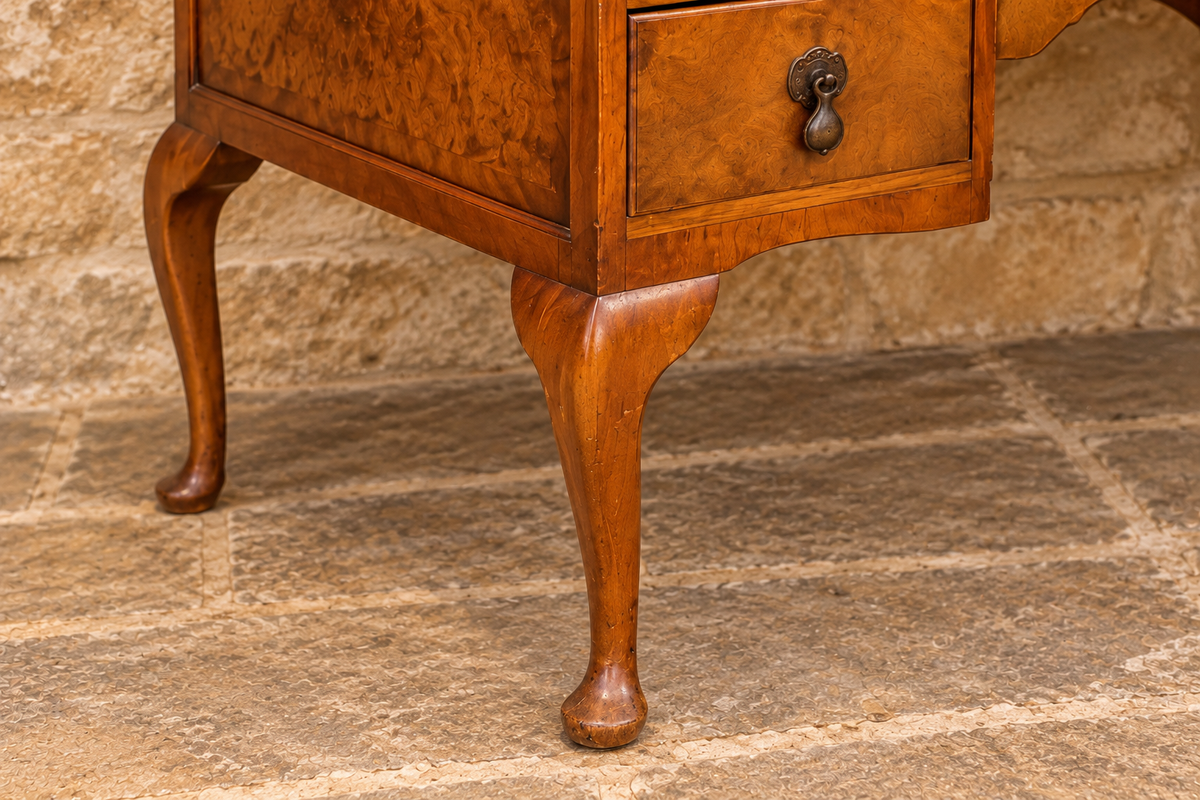 1930s walnut writing desk with cabriole legs