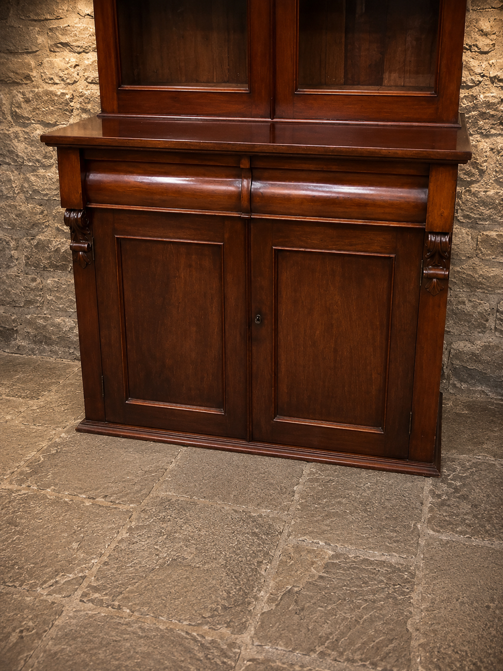 Antique Victorian Mahogany Glazed Bookcase Cabinet | Large English Library Display Cabinet | Circa 1860–1880