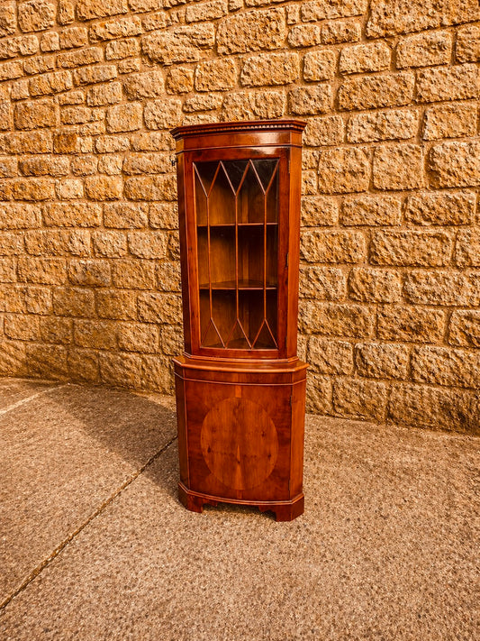 Georgian Revival Mahogany Corner Display Cabinet with Glazed Astragal Door