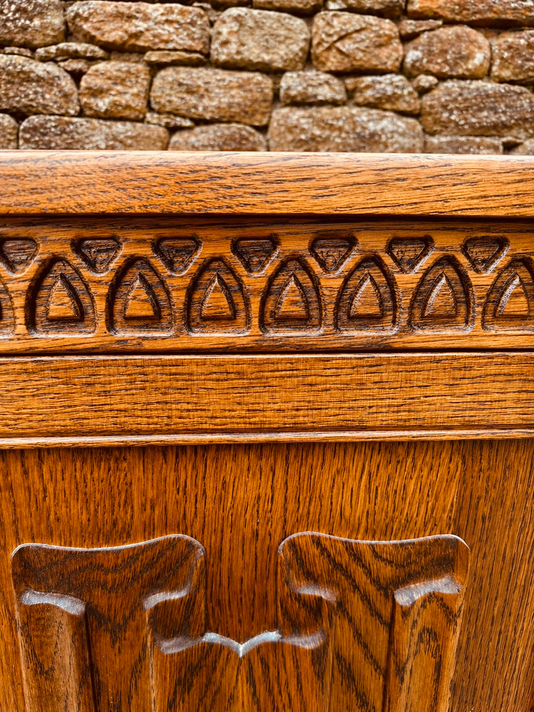 Vintage Oak Jacobean Style Sideboard