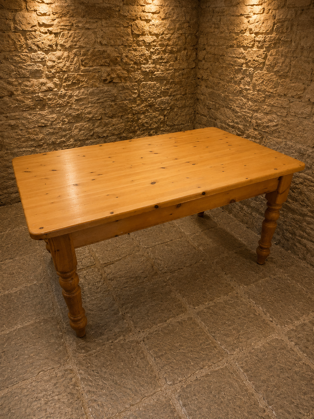 Large Victorian Pitch Pine Farmhouse Dining Table with Drawer | Antique Country Kitchen Table | c.1880–1900