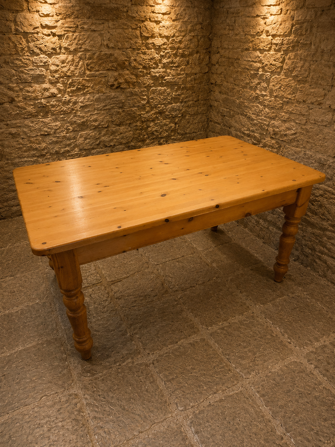 Large Victorian Pitch Pine Farmhouse Dining Table with Drawer | Antique Country Kitchen Table | c.1880–1900