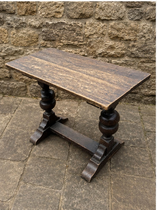 Vintage English Oak Refectory Table | Rustic Jacobean Revival Console Table c.1920–1940