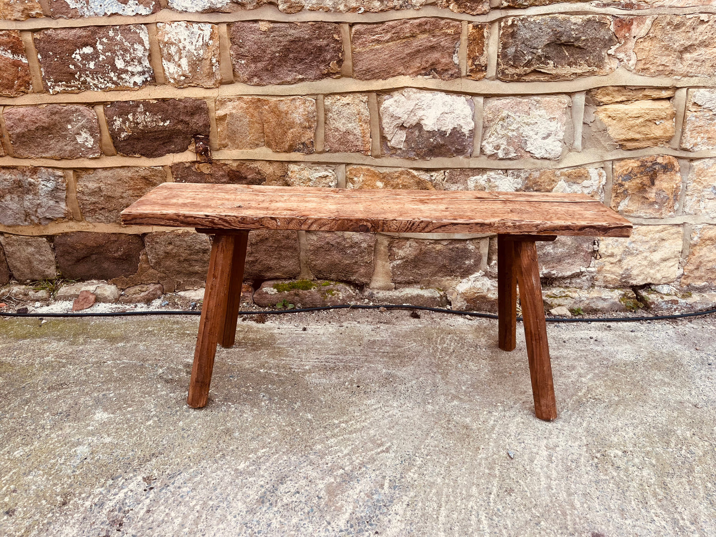 Rustic Reclaimed Wood Farmhouse Bench – Vintage Country Wooden Bench