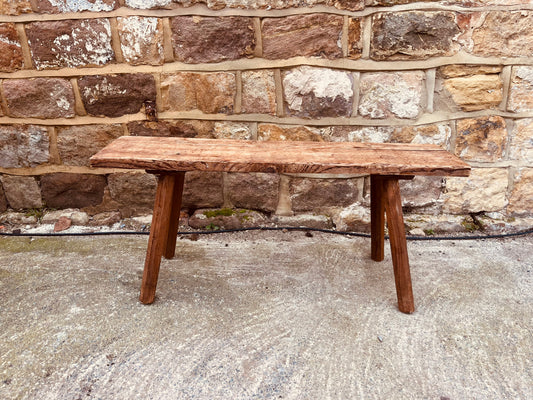 Rustic Reclaimed Wood Farmhouse Bench – Vintage Country Wooden Bench