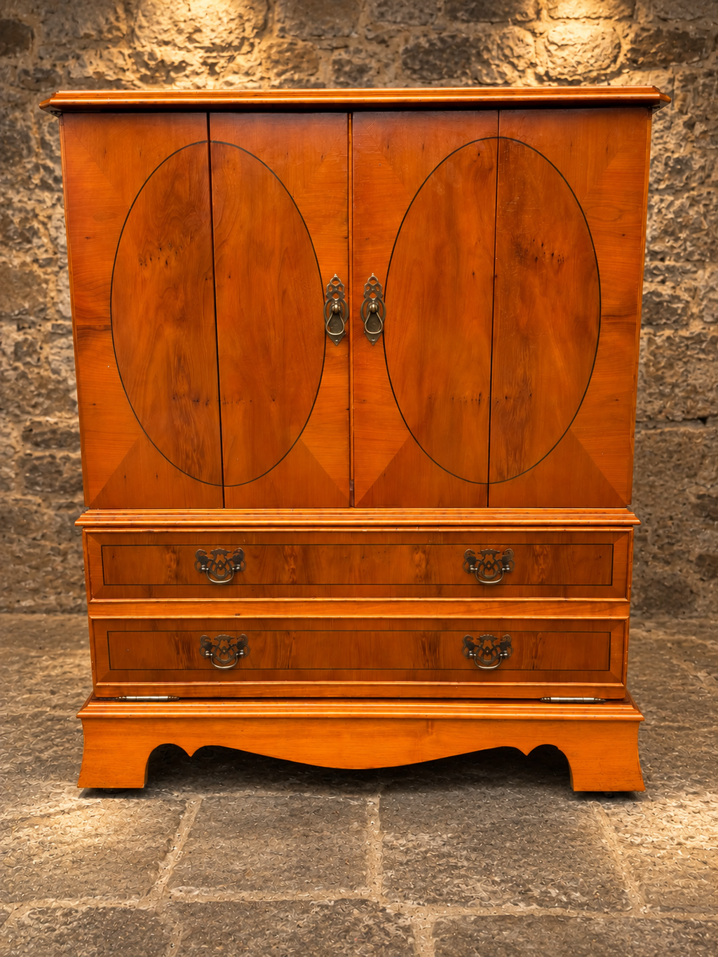 Vintage Yew Wood Cocktail Drinks Cabinet | Georgian Sheraton Style