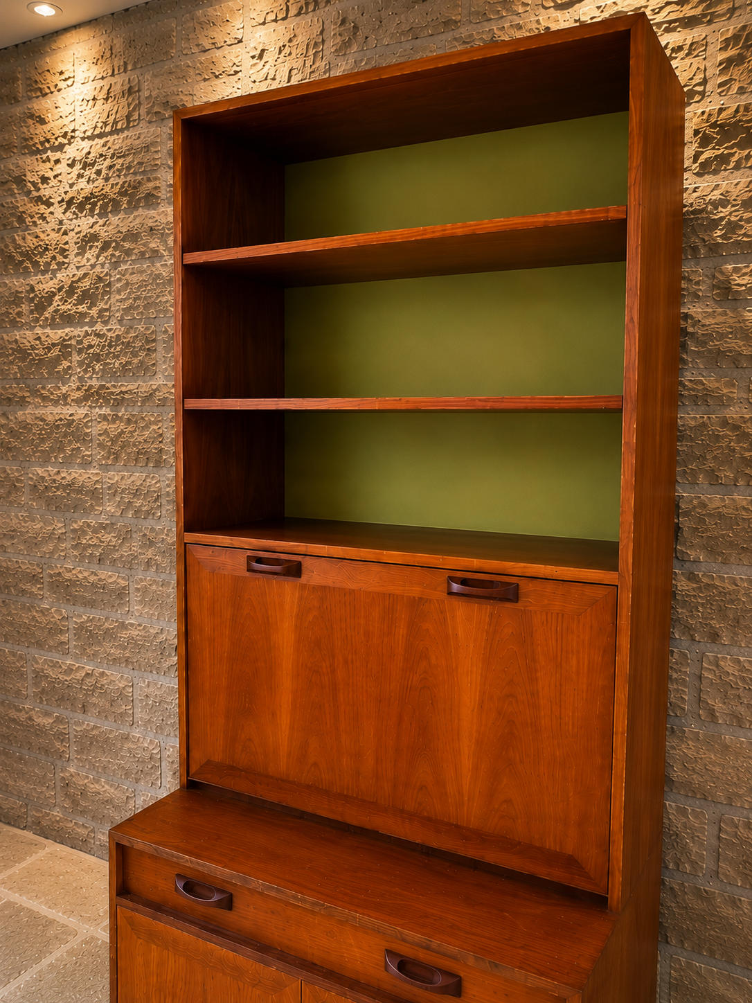 Mid-Century Modern Teak Bureau Bookcase | Danish Style Secretary Desk | Vintage Teak Writing Cabinet | c.1965–1975