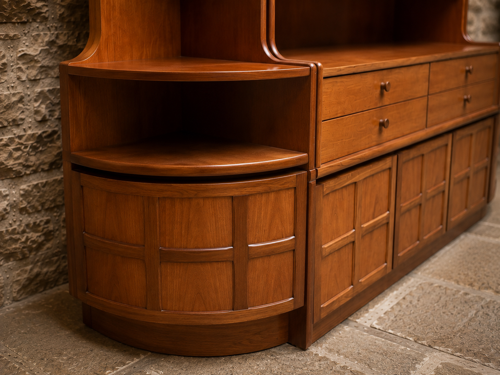 Large Mid Century Modern Teak Wall Unit | Scandinavian Display Cabinet, Bookcase & Sideboard | Circa 1965–1975