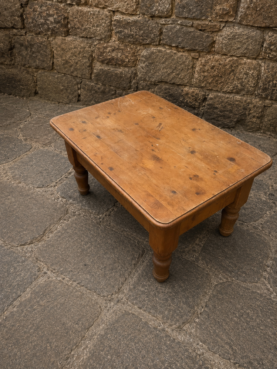 Victorian Pine Coffee Table with Two Drawers