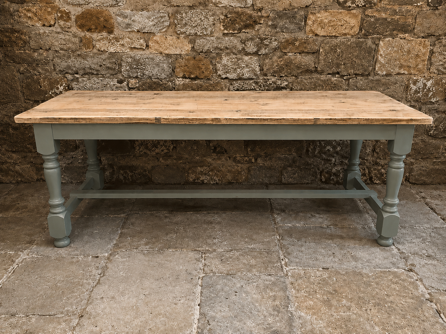 Handmade Bespoke Farmhouse Dining Table | Reclaimed Pine Top | Custom Sizes 4ft–13ft