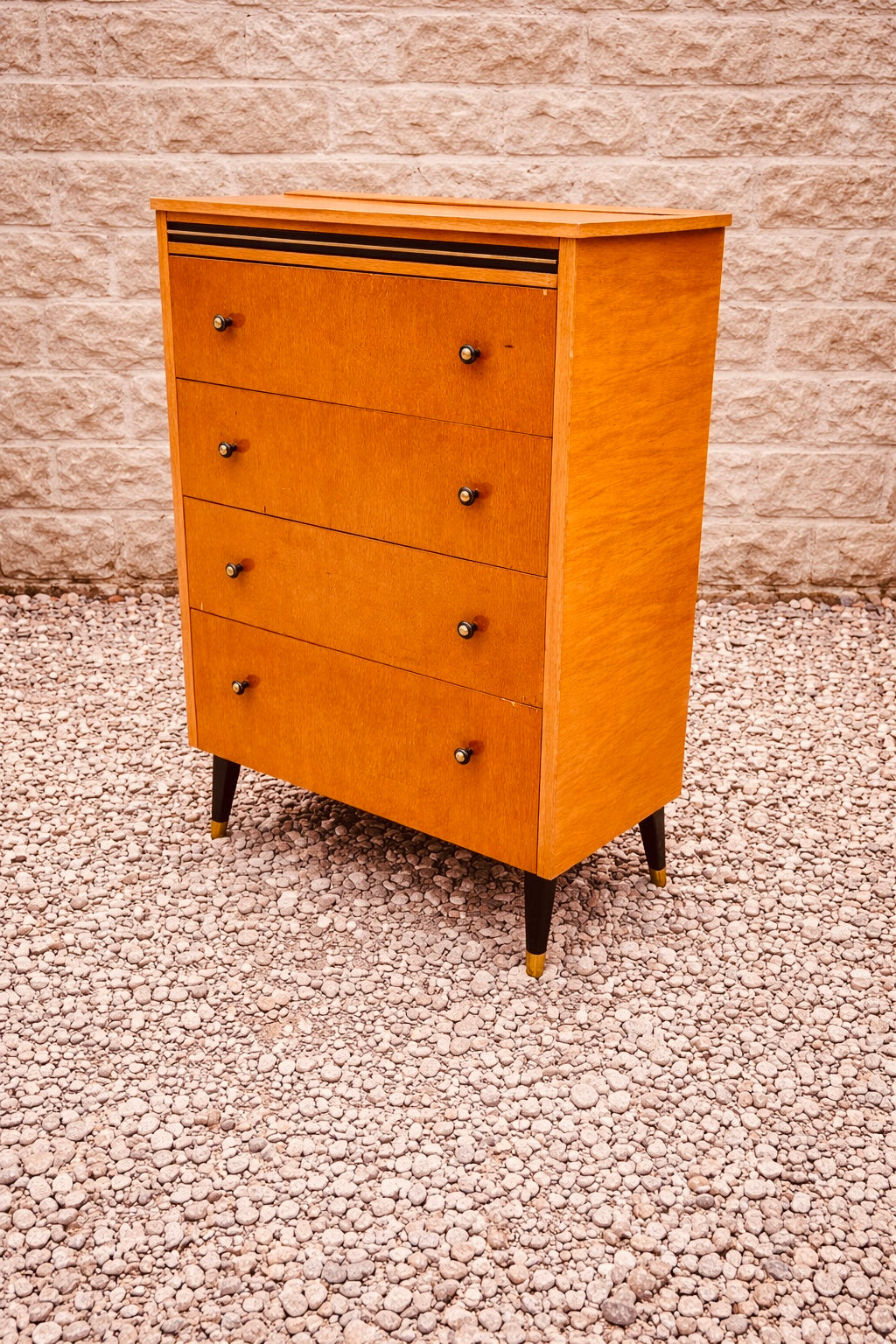 Mid Century Teak Chest of Drawers – 1960s Scandinavian Style Tallboy