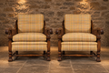 Pair of Antique 1930s Regency Revival Bergère Cane Armchairs