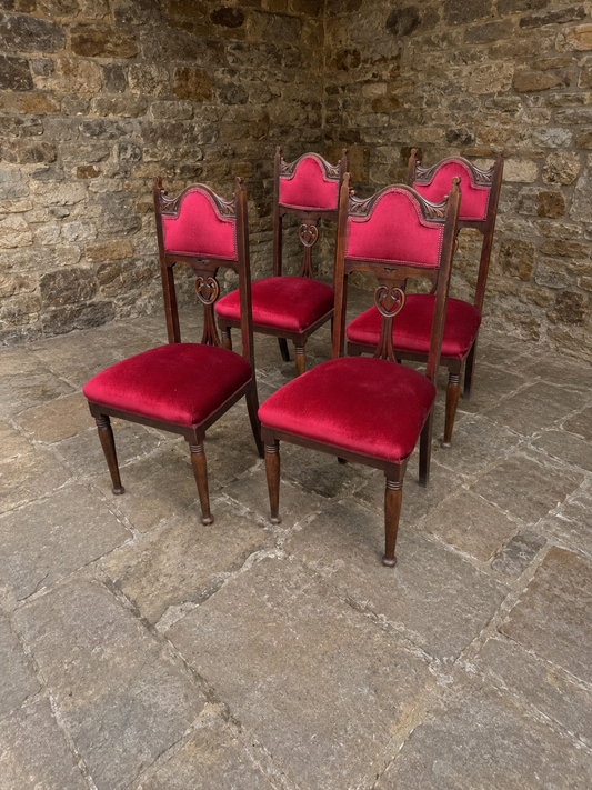 Set of 4 Victorian Gothic Revival Dining Chairs