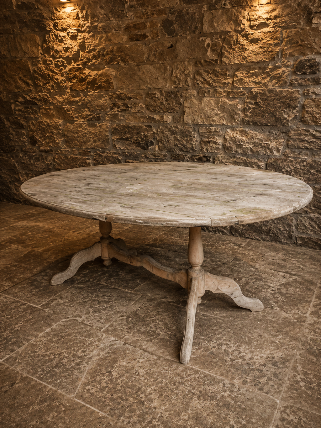Antique French Farmhouse Oval Dining Table | Large Solid Pine Refectory Table | Rustic Country Kitchen Table