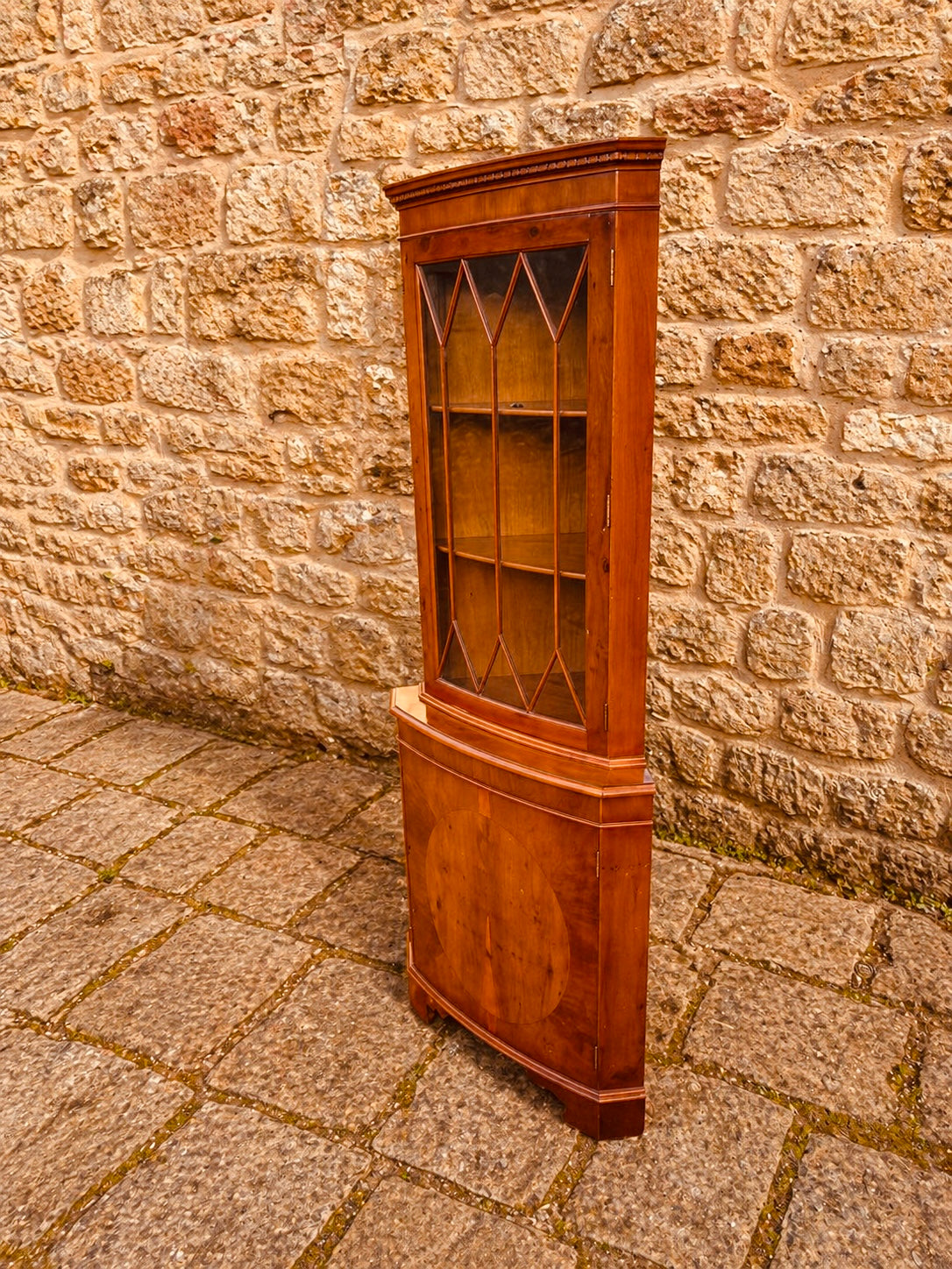 Georgian Revival Mahogany Corner Display Cabinet with Glazed Astragal Door