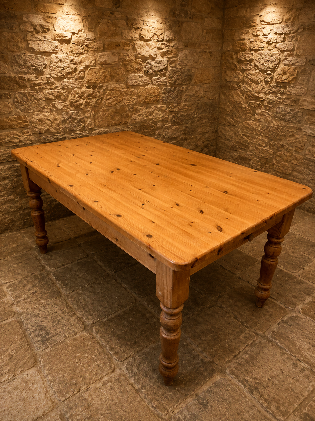 Large Victorian Pitch Pine Farmhouse Dining Table with Drawer | Antique Country Kitchen Table | c.1880–1900