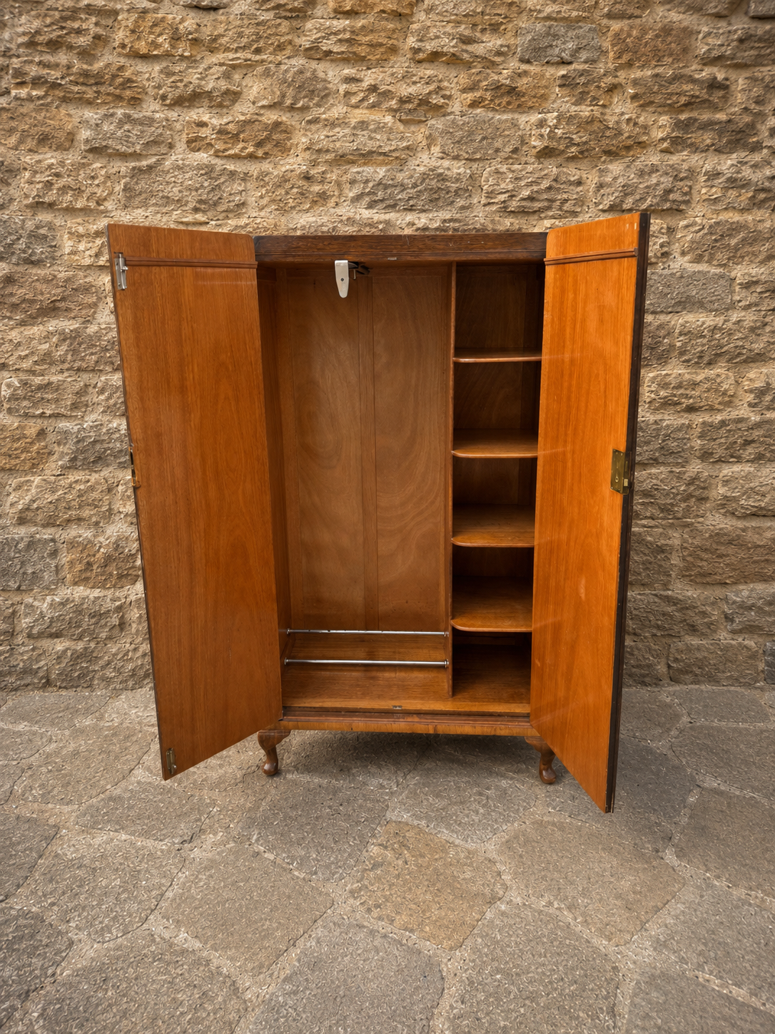 Antique Art Deco Walnut Wardrobe c1930