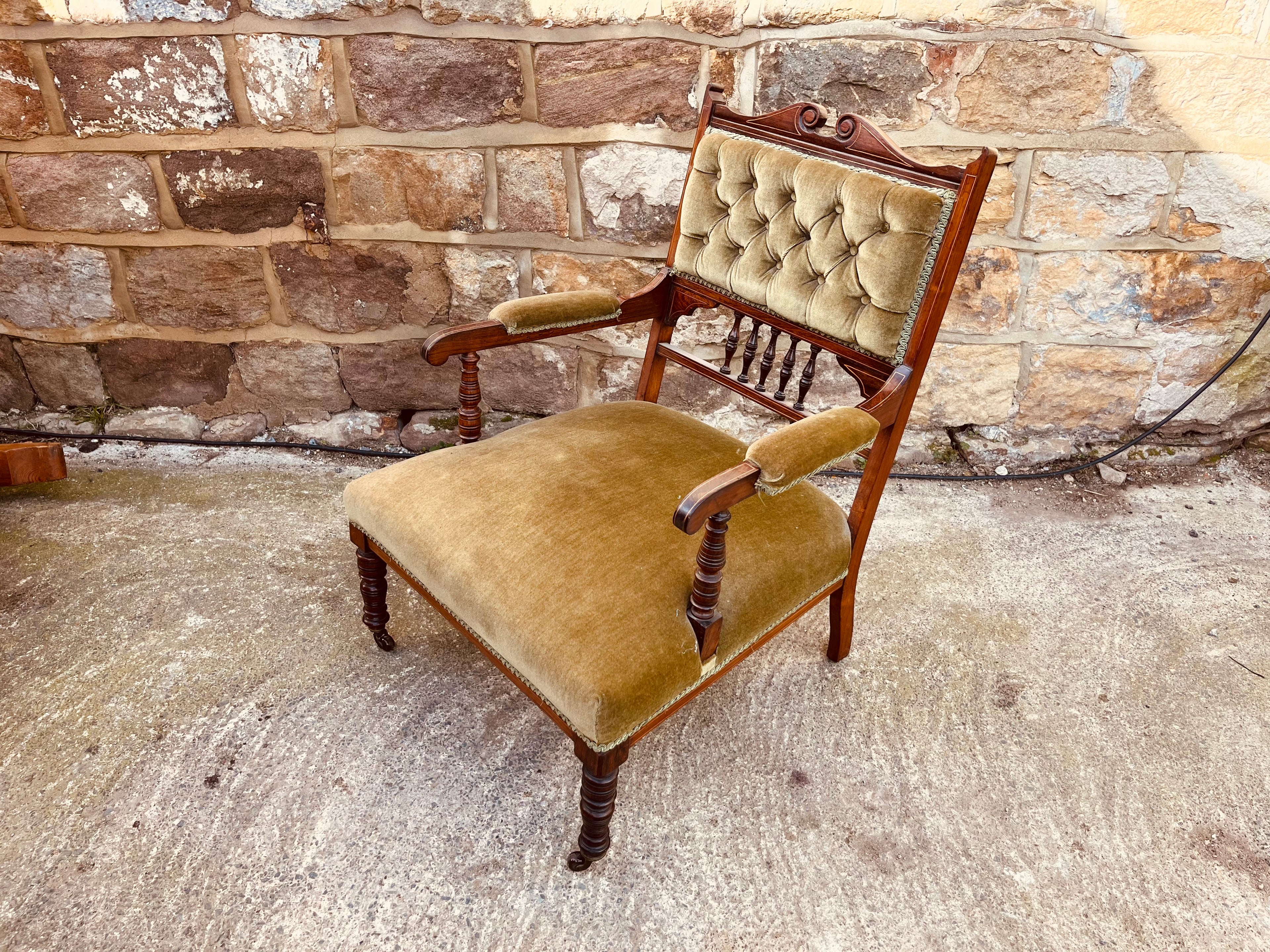 Victorian Mahogany Upholstered Armchair